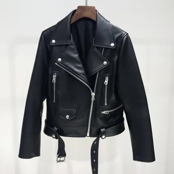 Jaqueta de couro da motocicleta preta punk falso motocicleta casaco plus size primavera e o outono de couro das mulheres jaqueta de couro zipper ser