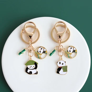 Kawaii Panda Chinês Bambu Chaveiro Personalizado de Presente Charme Telefone de Presente Para o Namorado Chaveiro Acessório Chaveiros para mochilas