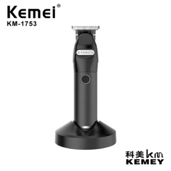 Kemei KM-1753 Novo Profissional de Cabelo Elétrico, Clipper Para Homens Recarregável Barbeiro Aparador de Pêlos Máquina de Barbear Com o Carregamento da Base de dados