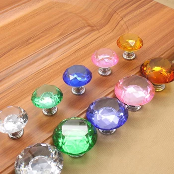 LCH 30MM 40MM Diamante de cor de Corte de Cristal Botão Presente Jewelly caixa de Botão de Puxar Cozinha puxador do Armário de Porta de Armário que Puxa