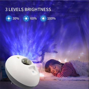 LED Colorido Oval Céu Estrelado de Luz RGB Remoto Aurora Lua Galaxy Projector de Som Ativado Strobe USB Lâmpada da Noite Para Casa de Festa