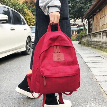 LENLEI Moda Xadrez mulheres mochila do aluno mochila escolar para os Adolescentes de algodão de saco de Viagem Feminina Bookbag Mochilas para a faculdade