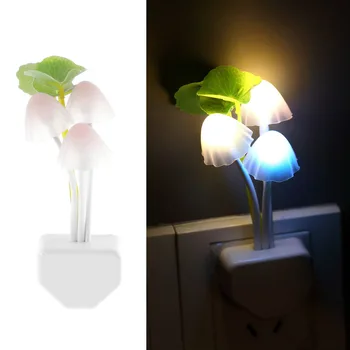Mais recente Novidade da Noite de Luz NOS Plug Indução Sonho Cogumelo Fungo Lâmpada de 220V Cogumelo Lâmpada led luzes da noite Mini LED de 7 Cores