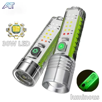 Mini Brilhos 8 Modos Lanterna LED Recarregável USB Luz UV Brilhante Super do DIODO emissor de Flashlamp com Ímã Forte Zoomable Lâmpada de Acampamento