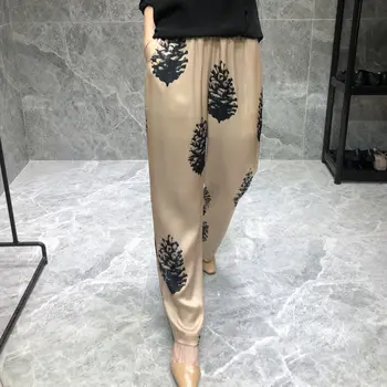 Moda 2022 Verão as Mulheres Casual Harém calças de Moletom Impressão de Rayon Calças Fêmea Solta Televisão Calças de Cintura Alta 3XL FY88