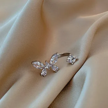 Moda Abrir Zircão Borboleta Anéis Para As Mulheres De Jóias De Luxo De Alta Qualidade Dedo Menina Elegante Festa De Presente De Aniversário