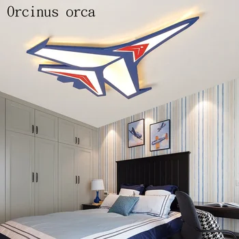 Moderno cartoon aeronave lâmpada do teto do quarto infantil quarto menino criativo quente olho azul de poupança de energia da aeronave lâmpada do teto