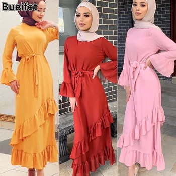 Muçulmano Moda Abaya Vestido Kaftan Dubai Abaya Turquia Islã Hijab Muçulmano Vestido Jilbab Abayas para as Mulheres, Vestido Túnica Musulman