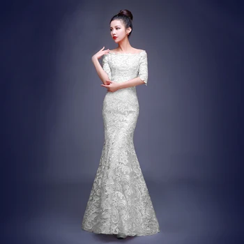 Noiva Branco Oco De Um Ombro Vestido De Noite De Casamento Cheongsam Folga Em Uma Perda