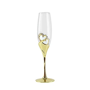 Nordic Crystal Champagne Óculos de Xícara de Vinho tinto Copo de Casamento Cálice de Ouro Europeu Coração de Metal em forma de Copas De Cristal, Dom FJ010