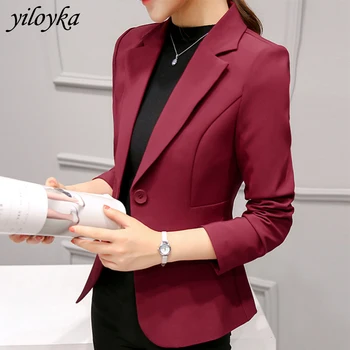 nova blazer mulheres de manga longa entalhado a roupa blazer feminino bolsos de botão único casaco office casual tops chaqueta mujer