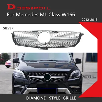 Novo ML Classe de Diamante Grill W166 Grelha Para a Mercedes Benz Auto Grade Frontal 2012-2015 ML320 ML350 ML400 ML500 ML550 Estilo Carro