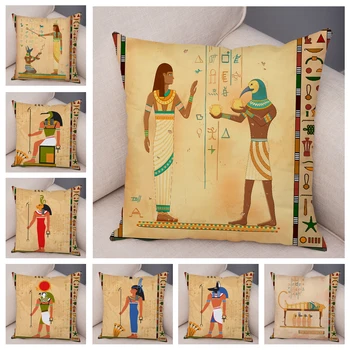 O Egito antigo Totem Faraó Capa de Almofada Decoração de desenhos animados Anubis de Impressão para o Sofá de Casa Almofada de Pelúcia Macio Travesseiro 45*45cm