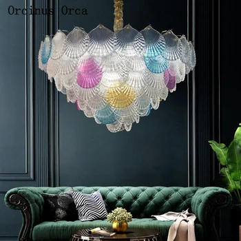 O pós-moderno, criativo, romântico cor lustre de cristal sala de estar, sala de jantar, Quarto da Menina de Luxo shell lustre de vidro