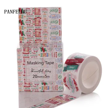 PANFELOU 2CMx5M palavras de desenhos animados Adesivos borda adesiva adesiva linha de papel washi tape DIY Scrapbooking Mão de conta