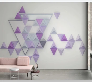 Papel de parede 3d geométrica triângulo nórdico moderno roxo papel de parede,sala de TV de parede quarto papéis de parede decoração mural
