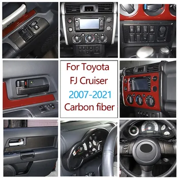 Para a Toyota FJ Cruiser 2007-2021 ABS com Fibra de Carbono Centro de Painel de Controle no Volante Porta de Decoração Adesivo de Carro Acessórios