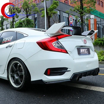 Para Honda Civic Spoiler 2016 2017 2018 yofer Estilo de Decoração do Carro de Trás do Telhado Asa Cauda Plástico ABS Preto Padrão de Spoiler