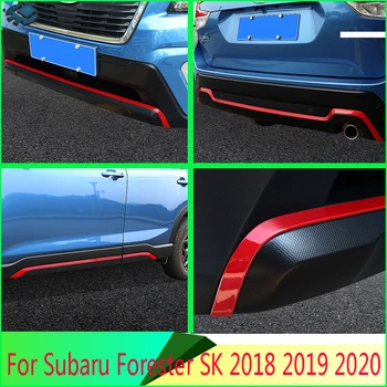 Para Subaru Forester 2018 2019 2020 Lado Vermelho da Porta de Linha de Guarnição do Corpo de Guarnição frontal + traseiro pára-choques acessórios do exterior