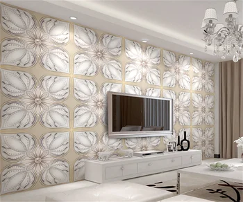 Personalizar qualquer tamanho 3D hotel papel de parede adesivos 3d Europeia palácio de estilo de ouro jóias de flores TV de decoração adesivos de papel