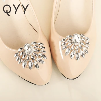 QYY das Mulheres da forma de Sapato de Fivela de Flor Austríaca de cristais de Noiva de Sapato, Acessórios, Jóias de Casamento Clips de Sapato para Noiva Presentes