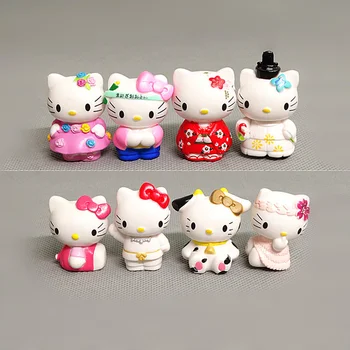 Sanrio Hello Kitty Figuras 5cm Gatos Bonitos Criativa de Presente de Aniversário 8pcs/set Coleção de Enfeites de PVC Modelo de Brinquedo Presentes Crianças