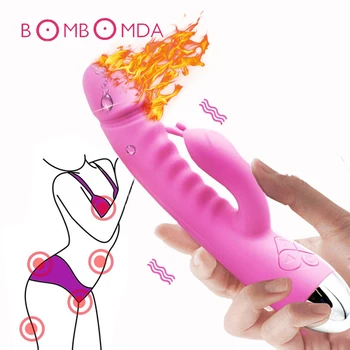 Silicone Aquecimento Vibrador Vibrador Para As Mulheres Ponto G, Clitóris Duplo Estimulador Vagina Massager Adultos Brinquedo Do Sexo Para A Mulher Masturbação