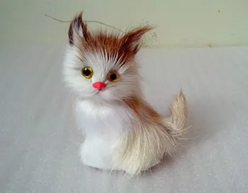simulação de gato bonito 7x4x9cm brinquedo modelo de polietileno&peles de gato modelo de decoração de casa adereços ,de modelo dom d203