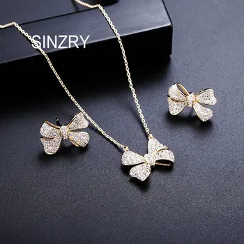 SINZRY novo zircônia cúbica micro pavimentada borboleta colar pingente brinco de conjuntos de jóias para as mulheres