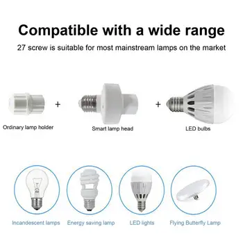 Smart Soquete da Lâmpada de Prático, de Fácil Instalação sem Fio de Voz, Controle de Soquete de Lâmpada Luz Inteligente, Suporte da Lâmpada para o Lar