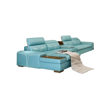 Sofá da Sala de armazenamento de canto real de couro genuíno sofás do salão de sofá, puff asiento muebles de sala canapés forma de L sofá-cama
