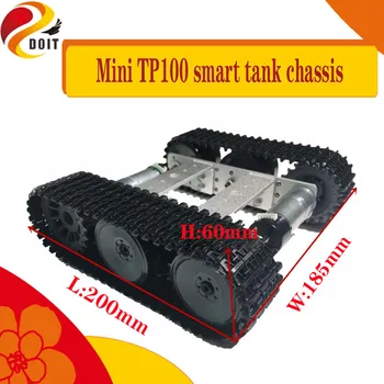 Solto Inteligente Rastreador Robô Kit Mini TP100 Metal Controladas Tanque de Chassis de Alumínio do Painel de Alto Torque do Motor do Codificador de Educação de DIY