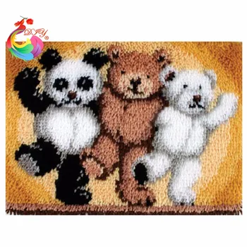Tapete bordado de Urso Animal tapete bordado de kits de Cozinha, tapetes e carpetes e tapetes Trava do gancho tapete kits