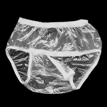 Transparente Cuecas Adulto Calcinha Sexy PVC Incontinência Shorts Calças de Plástico Claro Abertura Inferior Fraldas Abdll