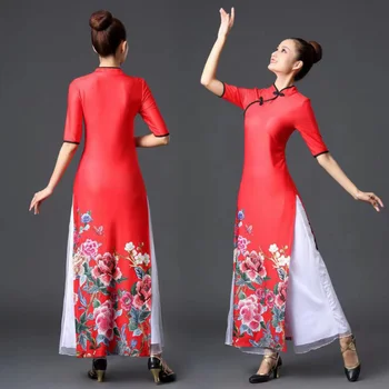 vermelho ao phuc dai co vietnam Longo Cheongsam Vestido de Noite de Estilo Chinês, o Partido Qipao Oriental para Mulheres de Vestidos Elegantes Vestido S-5XL