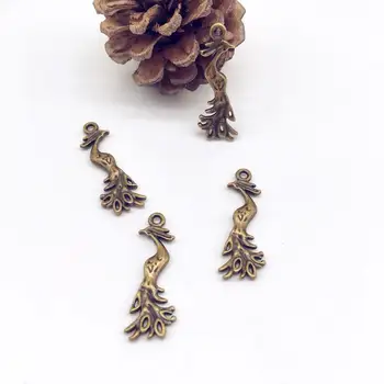 Vintage 16 pcs pavão encantos pavão Pingentes ajuste DIY colar artesanal brinco, pulseira de amuletos Fazer Jóias