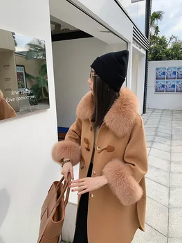 Vintage Outono e Inverno de 2022 luxo Dupla face casaco de cashmere roupas da moda Para as Mulheres