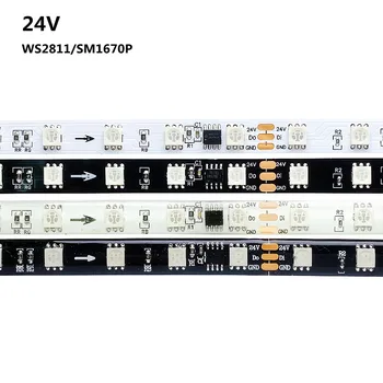 WS2811 Smart LED Strip RGB SM16703P Individualmente Endereçável LED Faixa de Luz, 60Leds Preto/Branco PCB Impermeável IP30/65/67 DC24V