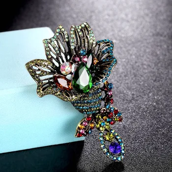 zlxgirl clássico de Cristal Colorido de flores broches para as mulheres de jóias de casamento hijab acessórios de mulheres, bolsas e chapéus pinos bijoux